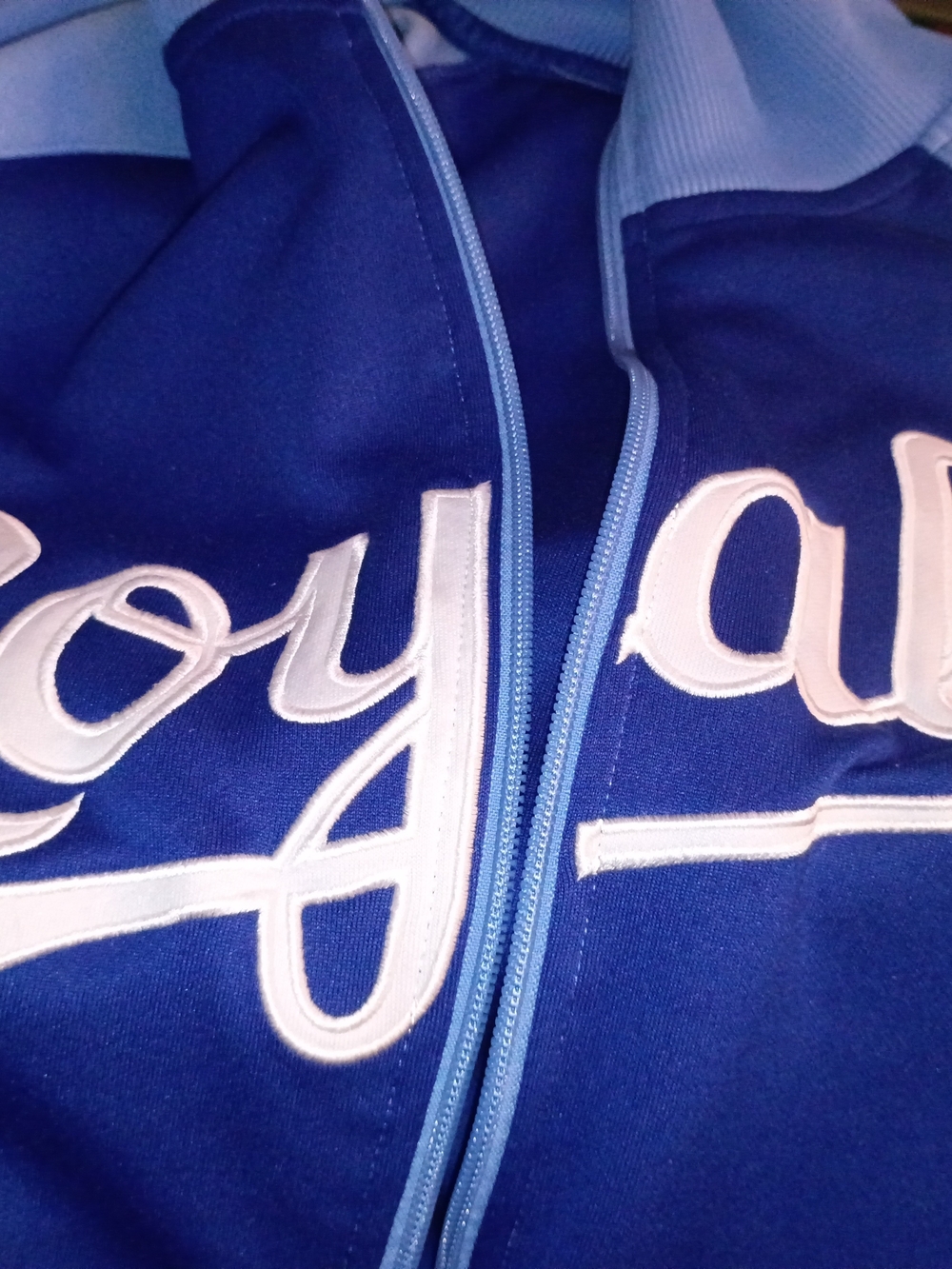 Lightweight Blue Track Jacket with White Script